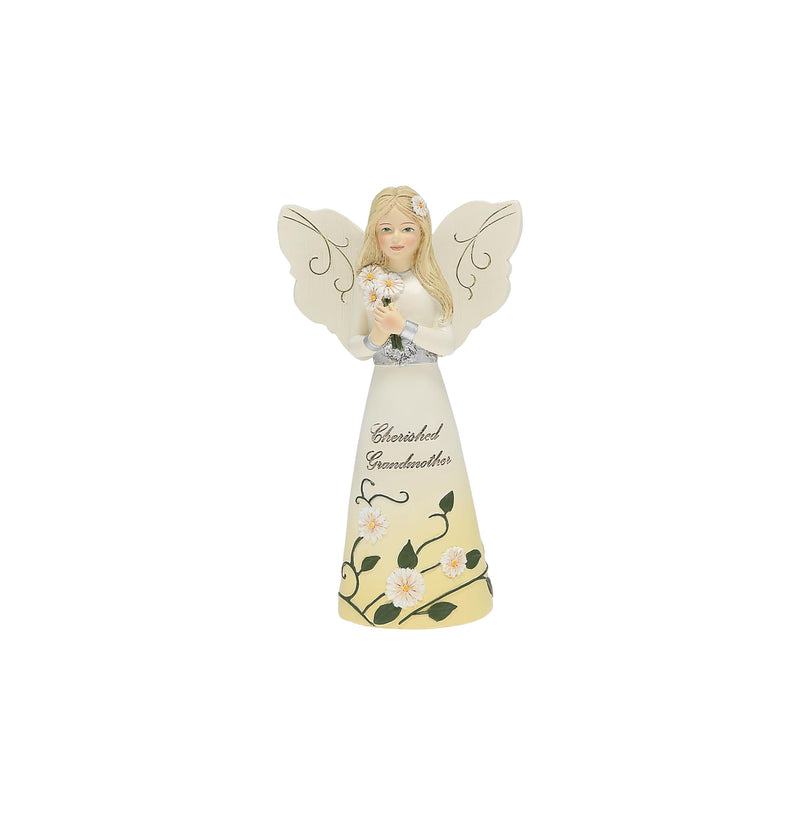 Pavilion - Cherished Grandmother - 5&quot; Angel Figurine Floral Spring Home Decor Grandma Nana Mimi Granny Gigi Present from Granddaughter Grandson Grandkids