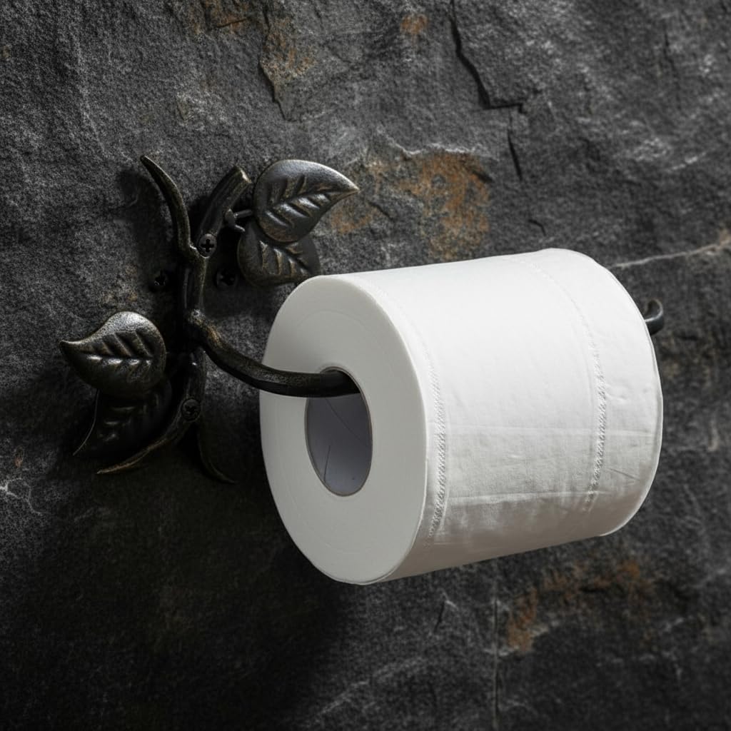 Comfy Hour 9.8 Inch Cast Iron Toilet Paper Holder, Leaf Wall Mount