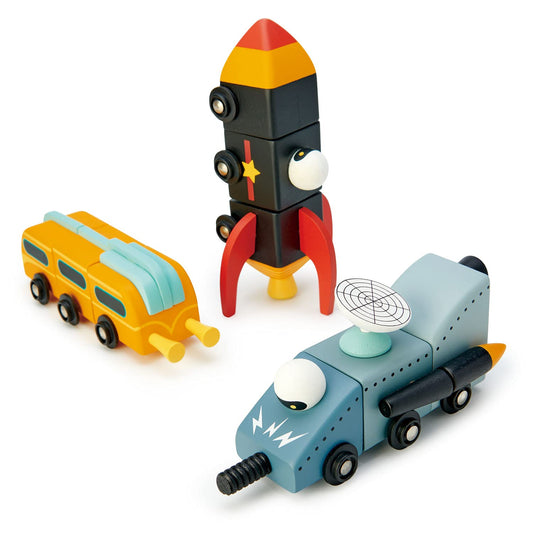 Tender Leaf Toys - Space Race - Mix and Match Space Themed Vehicles Toy Set - Creative Pretend Play forAge 3+