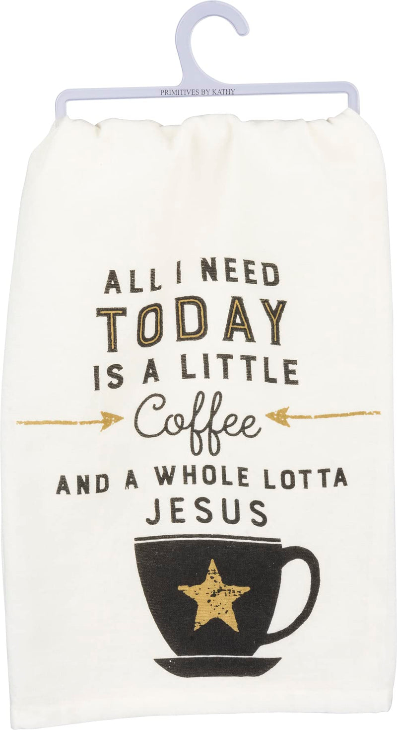 Primitives by Kathy Dish Towel A Little Coffee And Jesus Kitchen Accessories