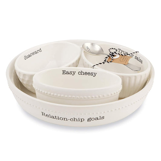 Mud Pie Fiesta Chip Bowl & Dip Set, Dolomite