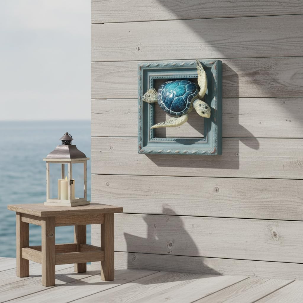 Comfy Hour Ocean Voyage with Sea Turtles Collection 6" Turtle Coastal Ocean Theme 3D Wall Decorative Frame, Polyresin