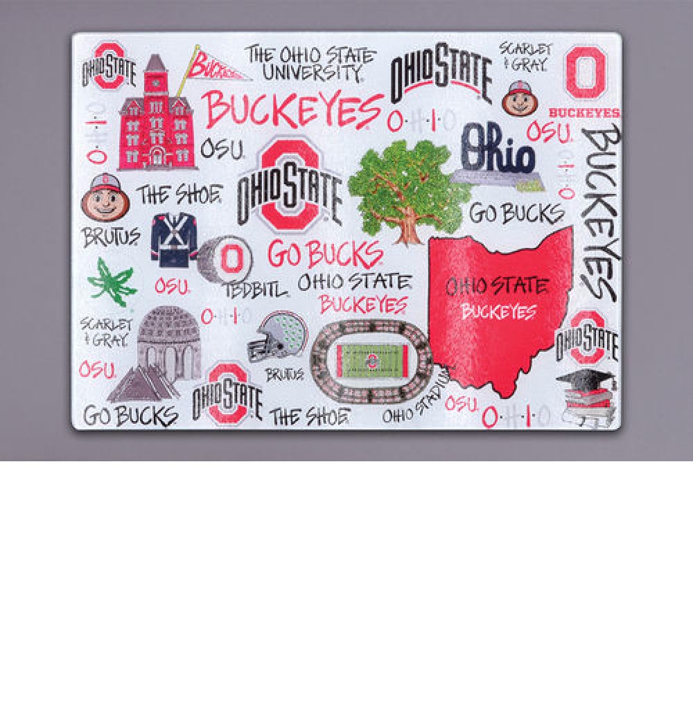 Magnolia Lane Ohio State Buckeyes Tempered Glass Board, Kitchen Accessories