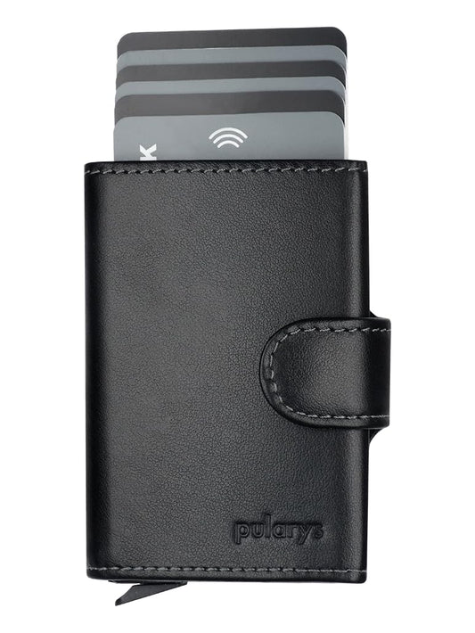 pularys Mini Wallet SOHO - Credit Card Holder Made of Italian Leather - RFID blocking - Space for Cash and Coins - Up to 9 Cards - For Men and Women - Fashionable Colors