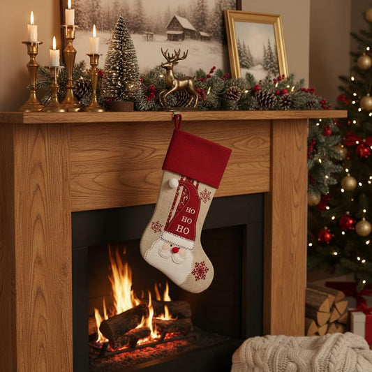 Comfy Hour 18x11 Inch Christmas Stocking, Santa Claus Rustic Decor