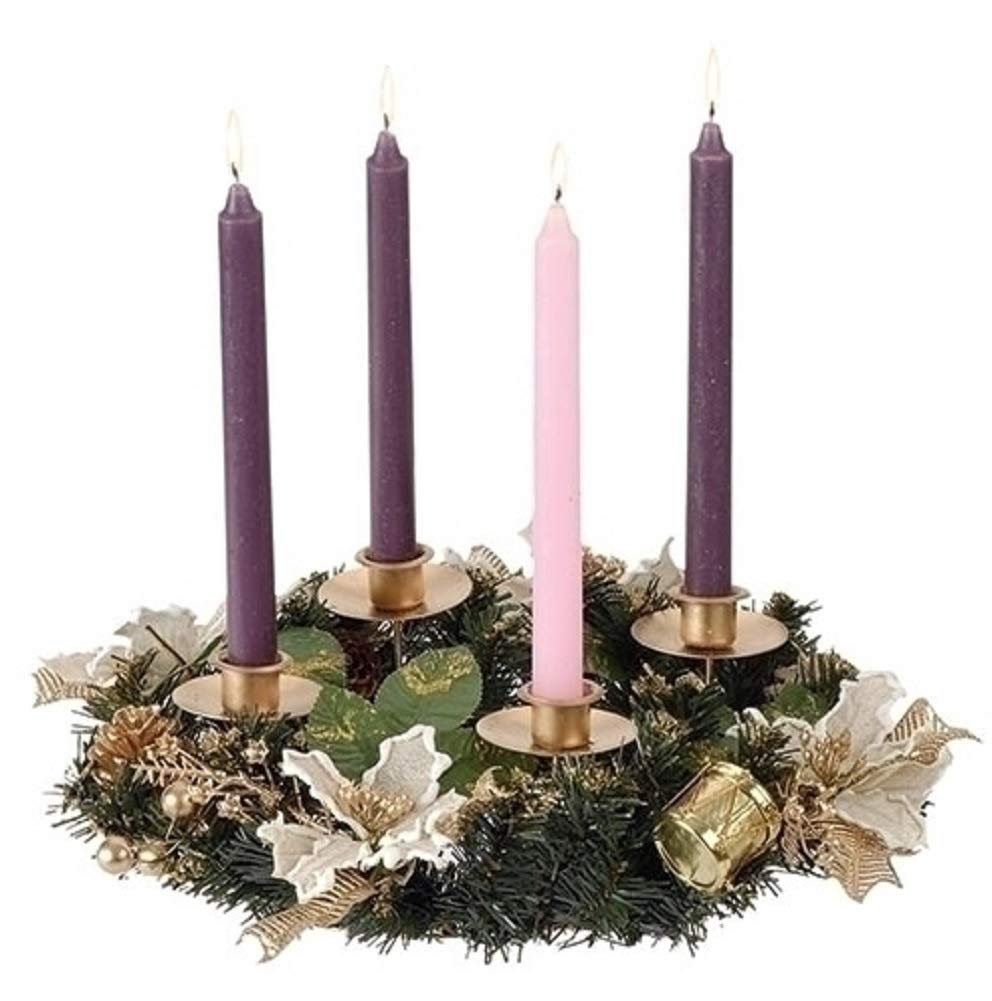 Roman Ivory Poinsettia Christmas Advent Wreath (no candles)