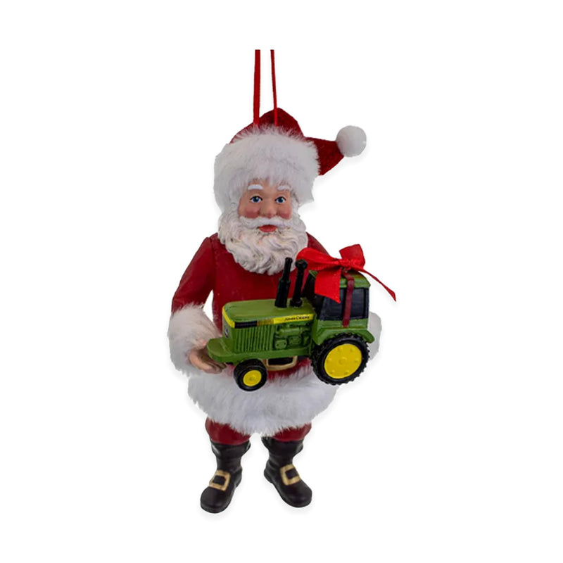 Fabriché Santa with JD Tractor Ornament 5 Inches