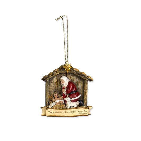 Roman Joseph Studio The Kneeling Santa with Baby Jesus Christmas Ornament