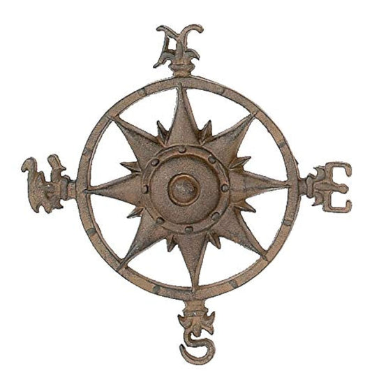 Iron Compass Rose Nautical Wall Plaque