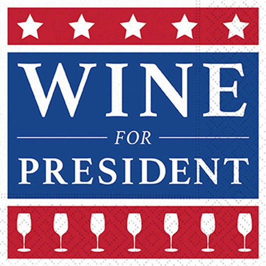 Design Design 624-10067 Wine For President Beverage Napkin, Multicolor