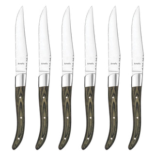 Amefa Kitchen Knife, Set Of 6, Green/Brown