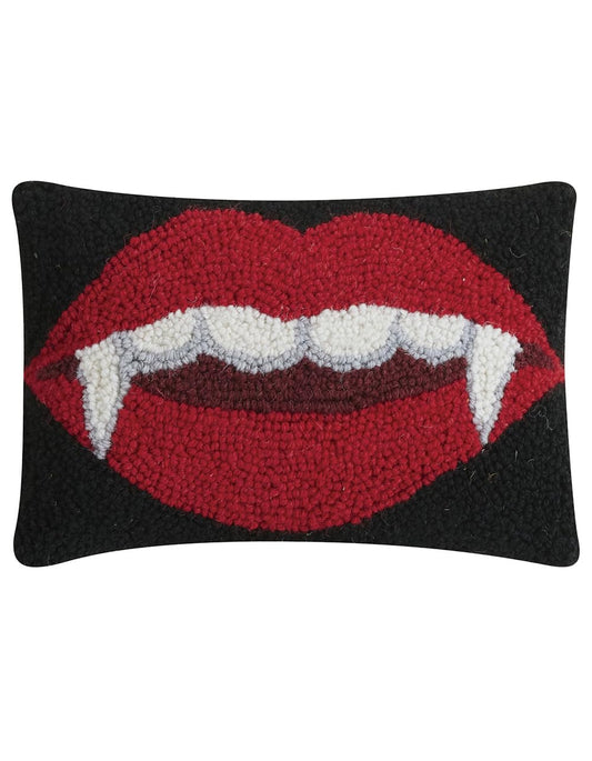Peking Handicraft Vampire Kiss Halloween Polyfill Hook Throw Pillow, 12-inch Square, Wool and Poly Velvet, Holiday Seasonal Decoration