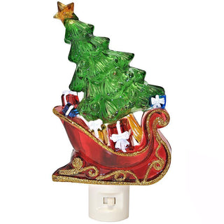 Roman Tree in A Sleigh 6.5 X 2 Inch Acrylic Swivel Plug-in Bubble Night Christmas Lights Green