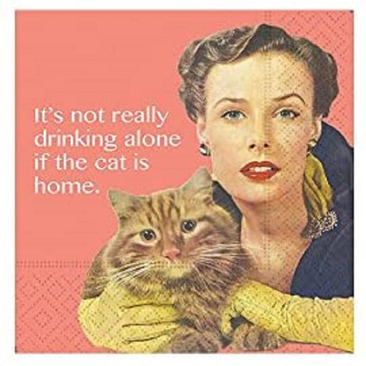 Design Design Cat Is Home Cocktail Napkins, 5 x 5 Inch, Multicolor