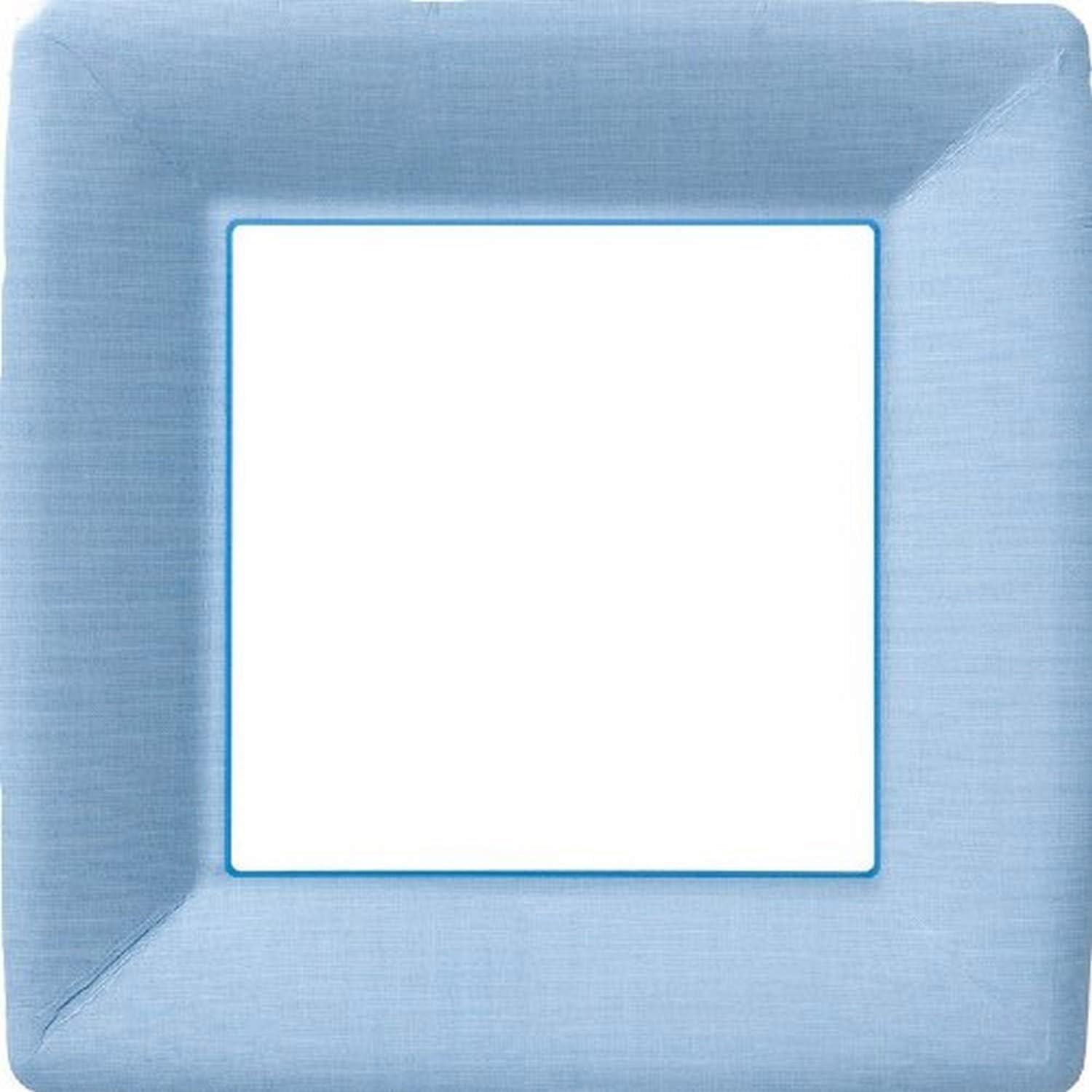 Boston International Ideal Home Range IHR Square Disposable Dinner Paper Plates, 10-Inches, Classic Linen Light Blue