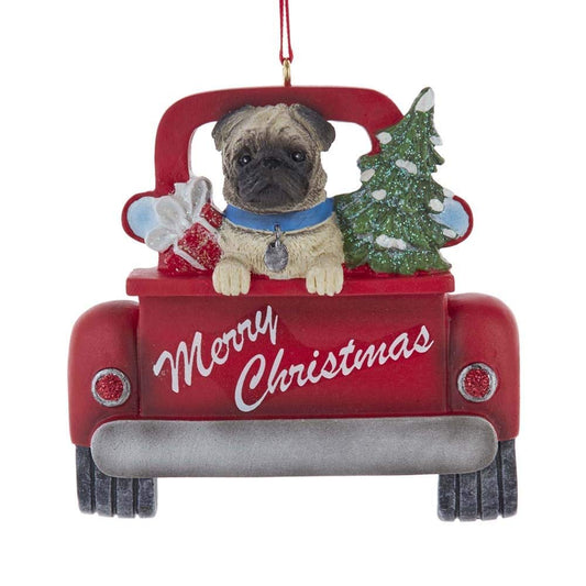 Kurt Adler A1940PU Pug in Back of Truck Ornament for Personalization, 5-inch High, Resin