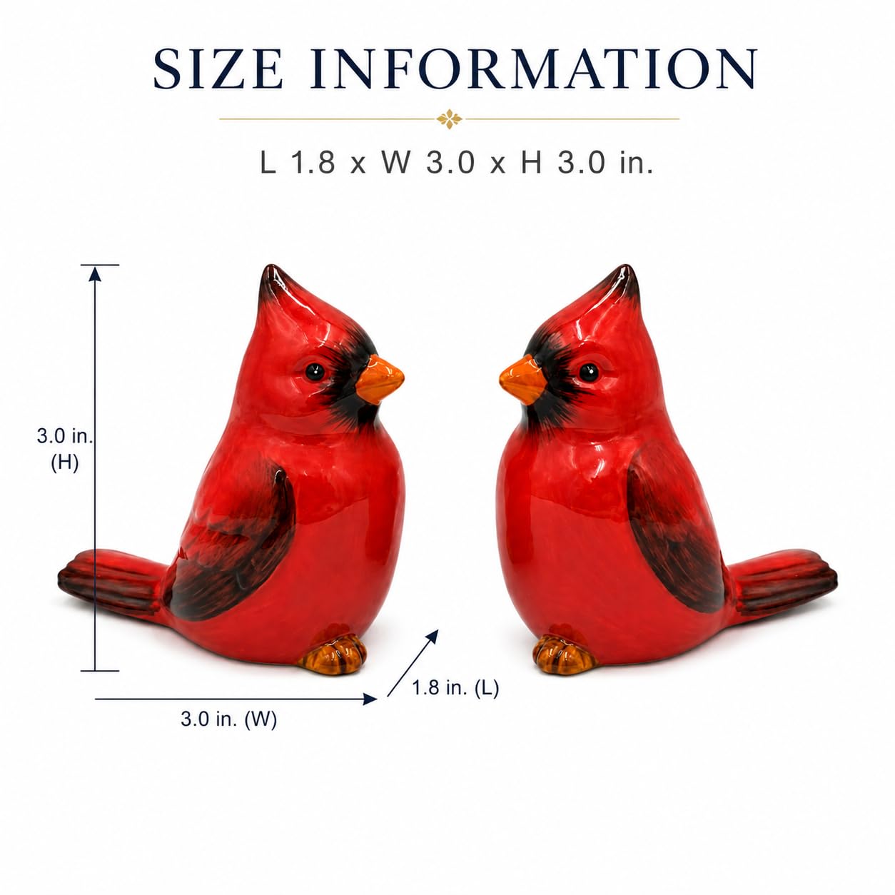 Comfy Hour Farmhouse Home Decor Collection 2.4" Two Red Feather Cardinals Salt and Pepper Bottle Dolomite Figurine, Set of 2, Red