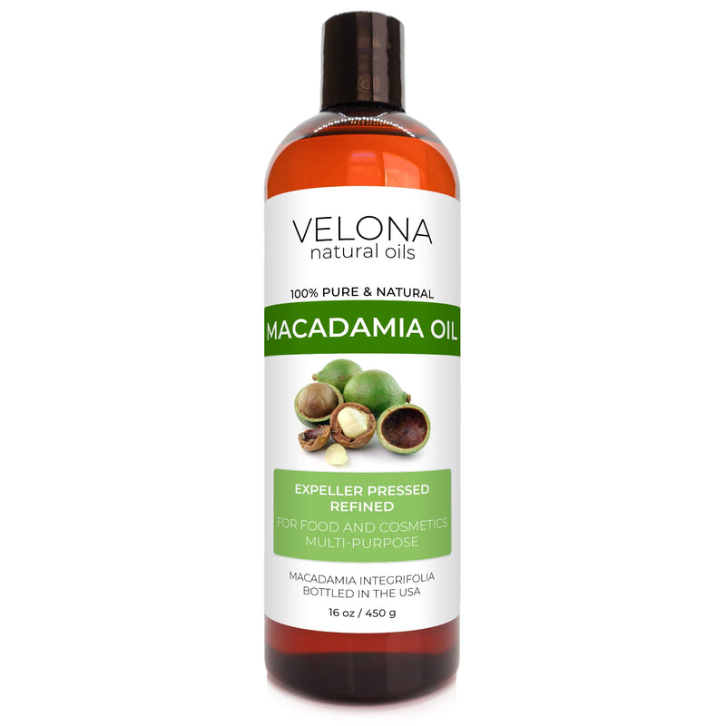 velona Macadamia Nut Oil 16 oz | 100% Pure and Natural Carrier Oil | Refined, Cold pressed | Cooking, Skin, Hair, Body & Face Moisturizing | Use Today - Enjoy Results