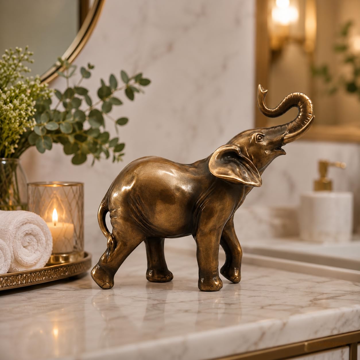 Comfy Hour 6" Elephant Decorative Tabletop Figurine, Bronze