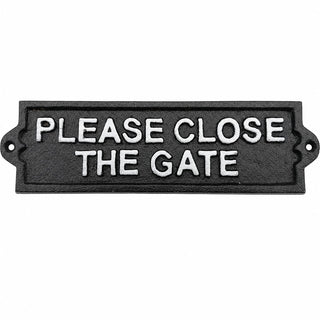 Comfy Hour Antique and Vintage Collection Cast Iron Please Close The GATE Plaque, 8x2 Color Black