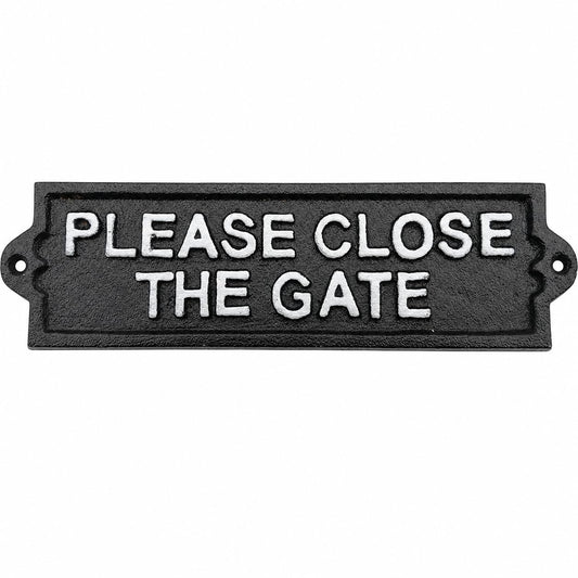 Comfy Hour Antique and Vintage Collection Cast Iron Please Close The GATE Plaque, 8x2 Color Black