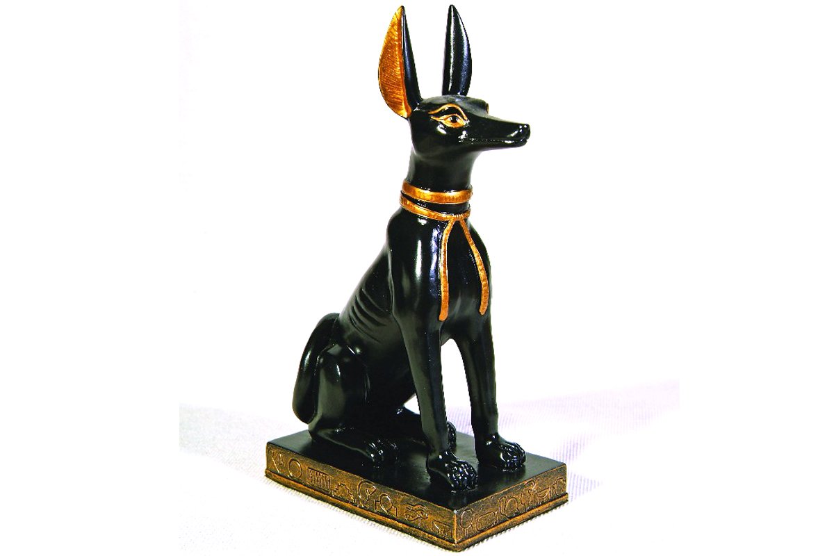 Pacific Trading Giftware PTC Gold and Black Color Egyptian Anubis Dog Sitting Figurine Statue