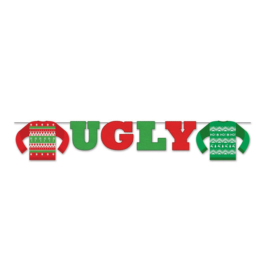 Beistle Banner, 11.25"x6', Red/Green