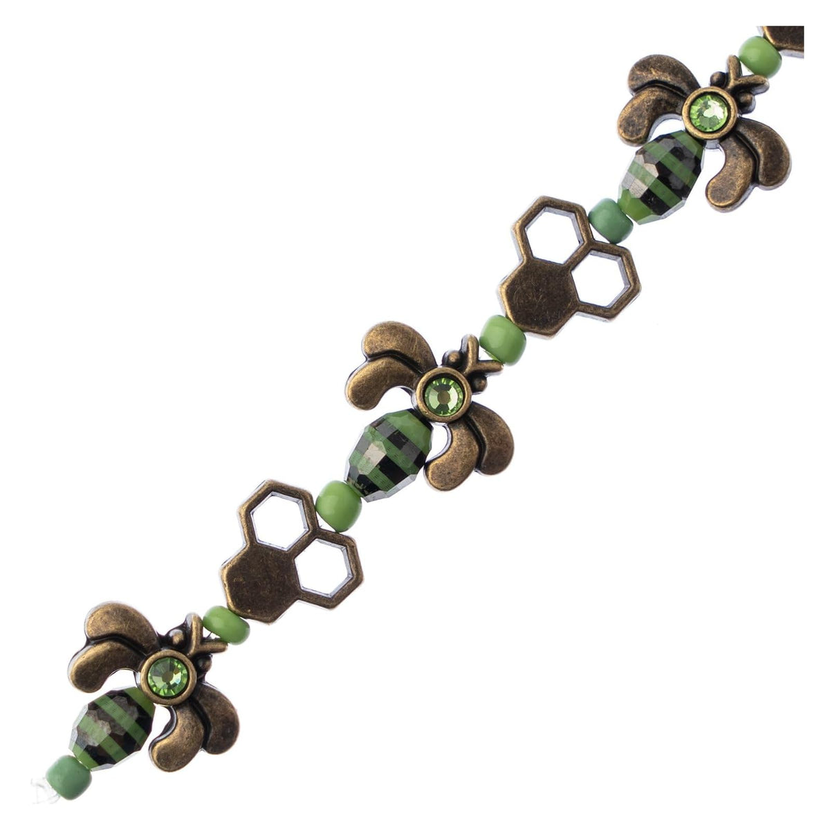 John Bead Craft Bead, Small, Green-Black-Bronze