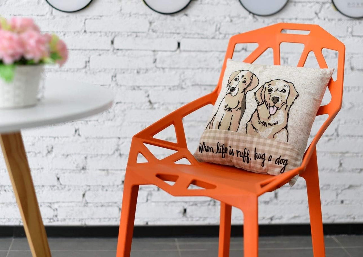 Comfy Hour Doggyland Collection Square 14inch Home is Where The Dog is Sofa Throw Pillow, Polyester