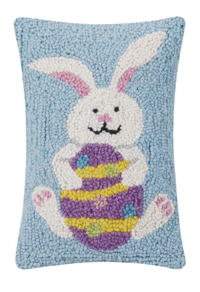 Peking Handicraft Easter Bunny Egg Hook Pillow, 12-inch Height, Wool and Poly Velvet, Home, Home Décor