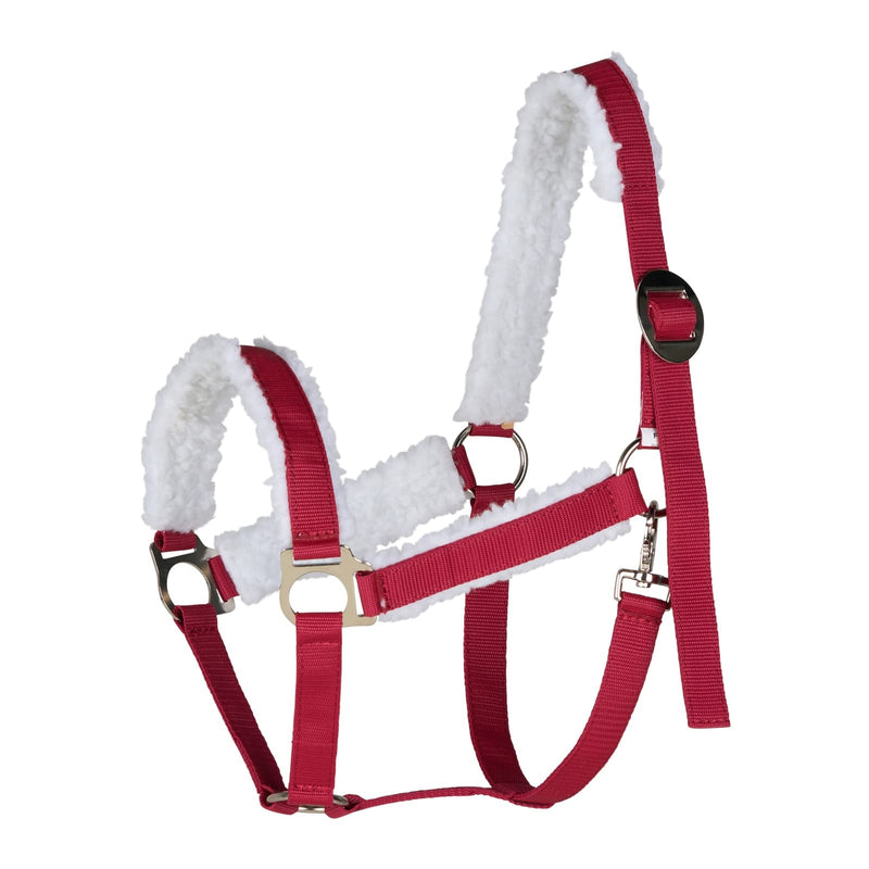 HORZE Santa Faux Fur Polyester Adjustable Christmas Horse Halter - Red - Horse