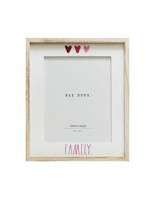 Rae Dunn 8 x 10 Inch Picture Frame Wood - Farmhouse Photo Frame for Wall Hanging or Desk / Tabletop Display - Rustic Frames for Family Photos, Couples, Kids, Pets - Home and Office Décor, "Family"