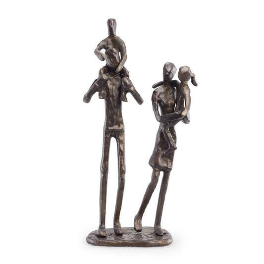 Danya B. Parents Carrying Children Bronze Sculpture, Contemporary Metal Shelf D‚Äö√†√∂¬¨¬©cor for Home or Office, Celebrating Families, Family of Four, Gift for Couple with Two Children