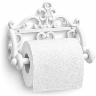 Comfy Hour 6.3 Inch Cast Iron Toilet Paper Holder, Vintage White