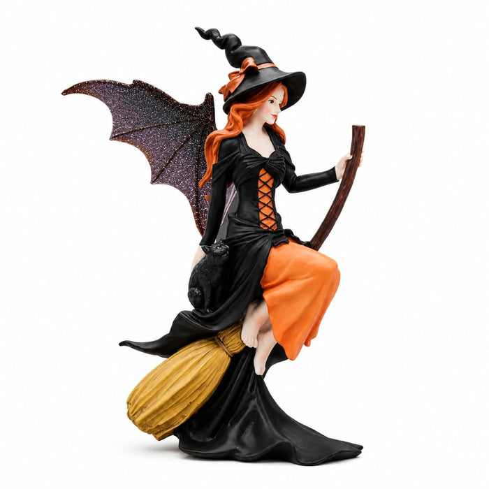 Comfy Hour 8 Inch Witch Statue, Gothic Fairy Figurine on Broom