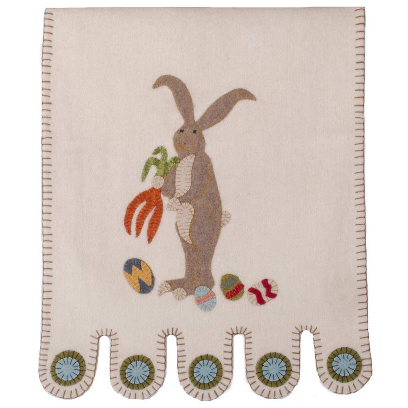 Home Collections by Raghu Bunny and Eggs Table Runner, Cream