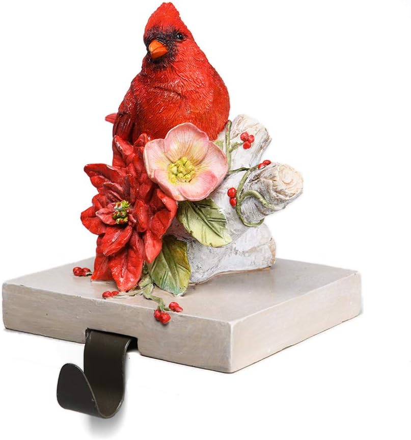 Comfy Hour Winter Holiday Home Collection Polyresin Cardinal On Gift Stocking Hanger with Metal Hook