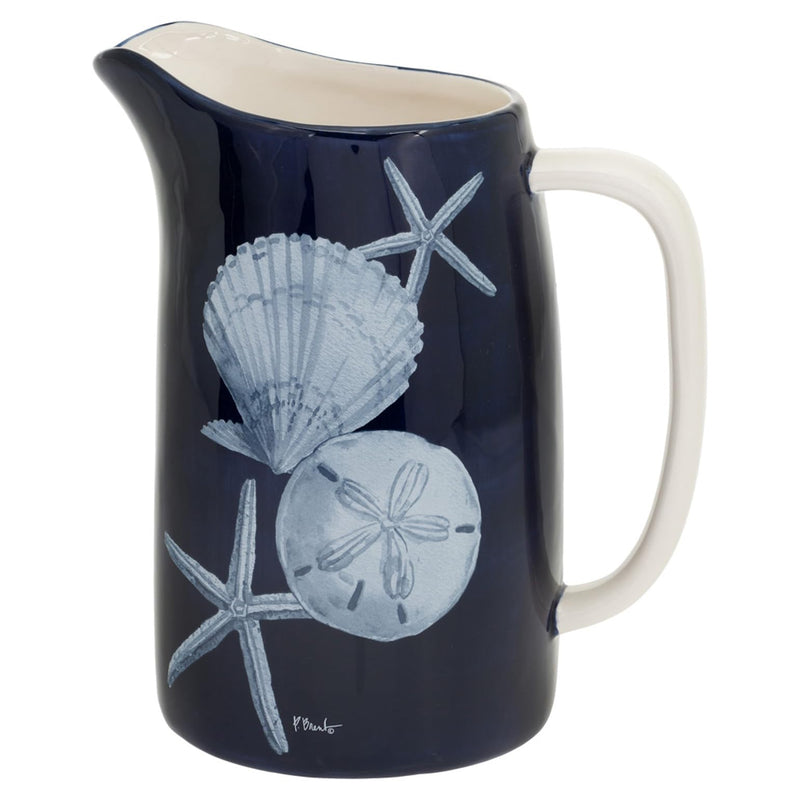 Boston International Drink Pitcher Ceramic Serveware Water & Cold Beverage Jug, 5.5 Cups, Dark Sea