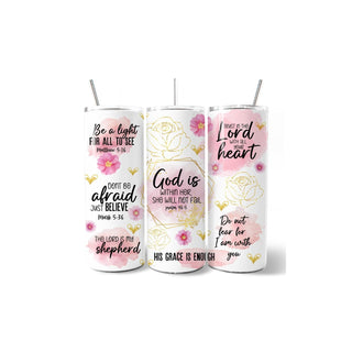 OrnamentallyYou Drinking Cup, 20 Ounces, Pink Floral Bible Verses 20oz Non-Perso