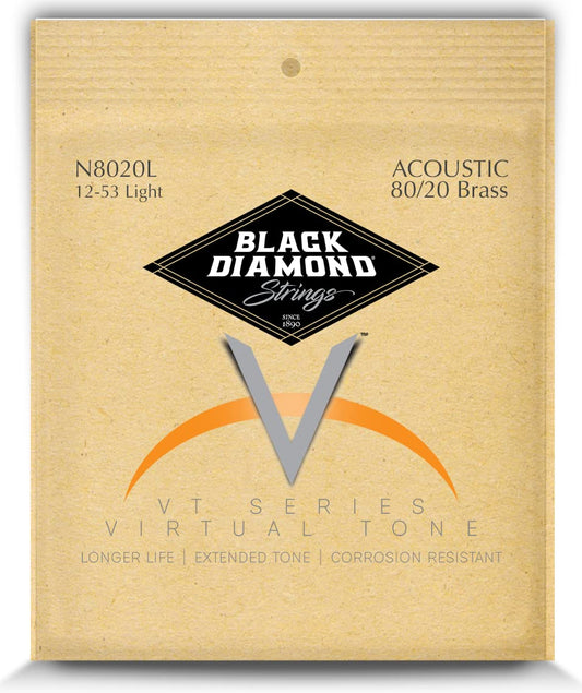 Black Diamond Strings® N8020L Acoustic 80/20 Brass Wound Light .012P.016P.024B.032B.042B.053B