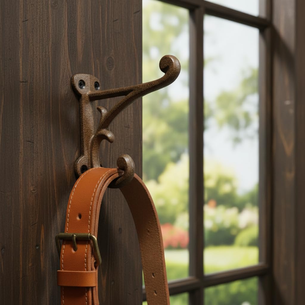 Comfy Hour Antique & Vintage Interior Decor Collection Cast Iron Single Coat Hook Key Hook Clothes Rack Wall Hanger - Heavy Duty, Brown, Recycled, Decorative Gift Idea