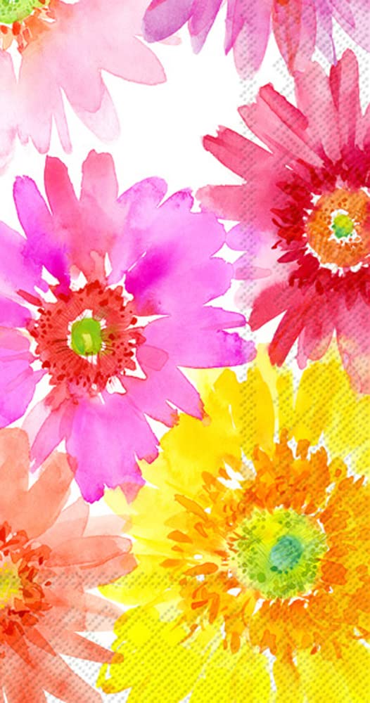 Boston International IHR 3-Ply Paper Napkins, 16-Count Guest Size, Gerberas