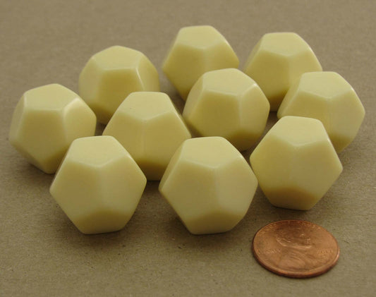 Chessex Customizable Ivory Blank Opaque Polyhedral Dice D12 (12 Sided) 16mm (5/8in) Pack of 10