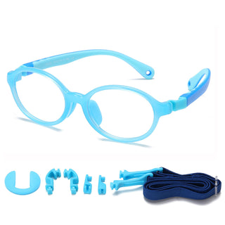 DUCO Blue Light Blocking Glasses for Kids Anti-Glare Gaming Computer Glasses Eyeglasses Frames for Boys and Girls Age 5-10 K026 (Blue Frame Blue Temple)
