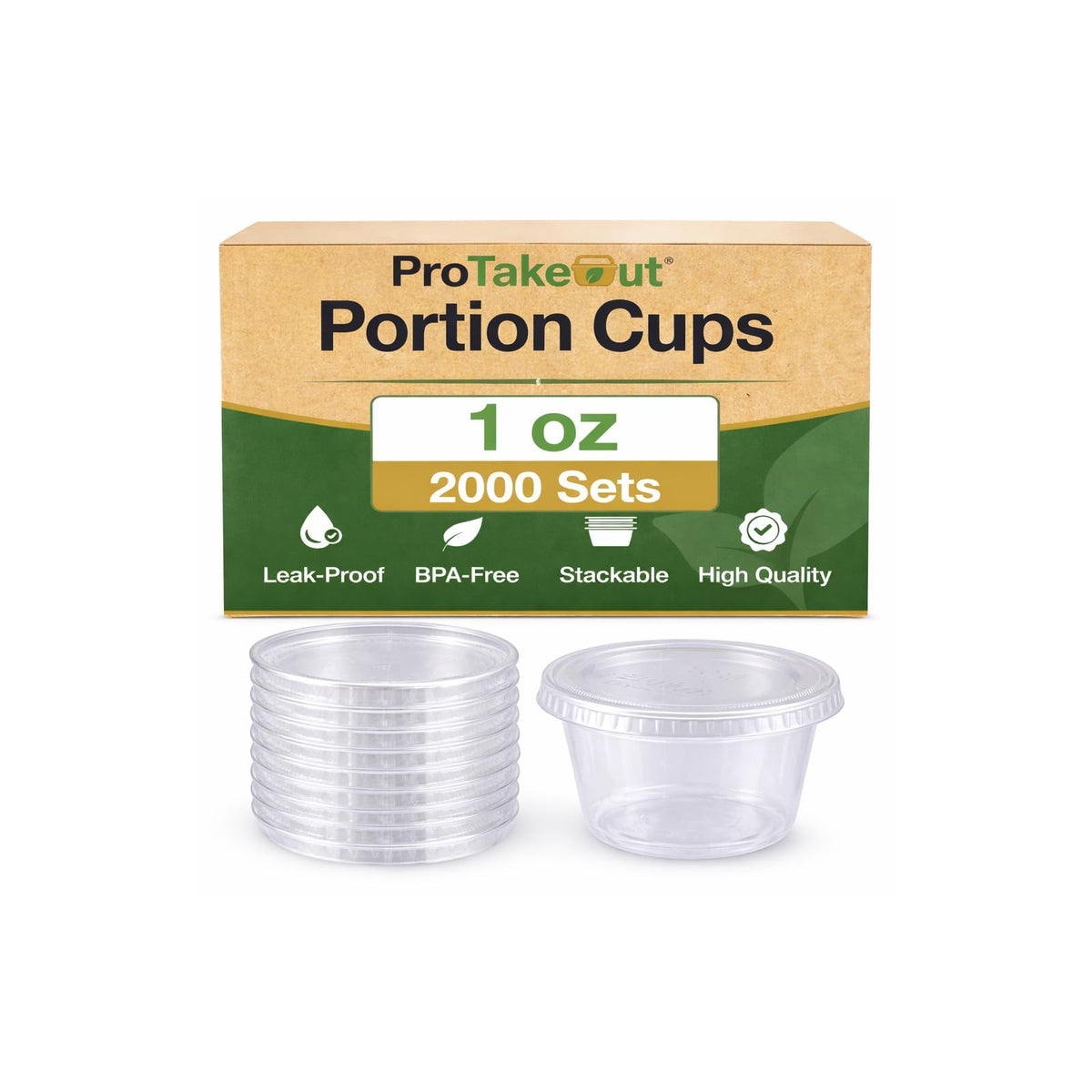 ProTakeOut Food Storage Container, 1 oz, 1.76 in x 1.76 in, Clear