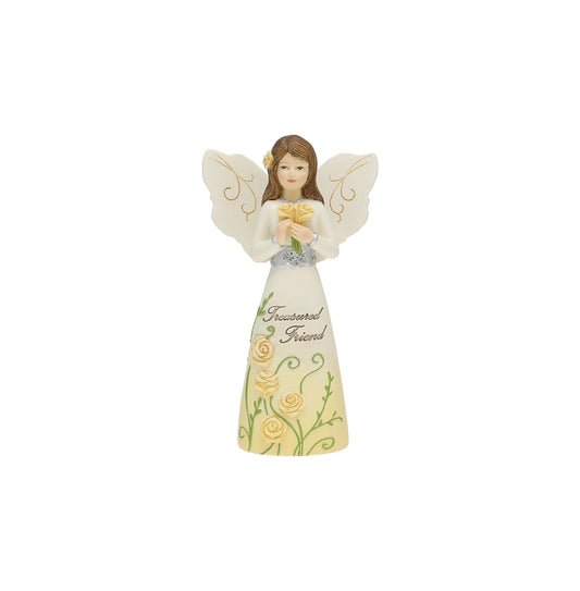 Pavilion - Treasured Friend - 5" Angel Figurine Floral Spring Home Decor Bestie BFF Best Friend Present