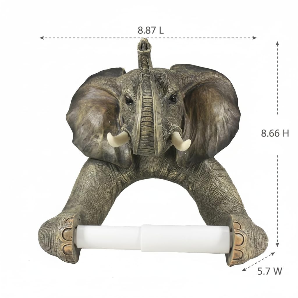 Comfy Hour Wildlife Collection 9" Elephant Toilet Paper Roll Holder, Resin