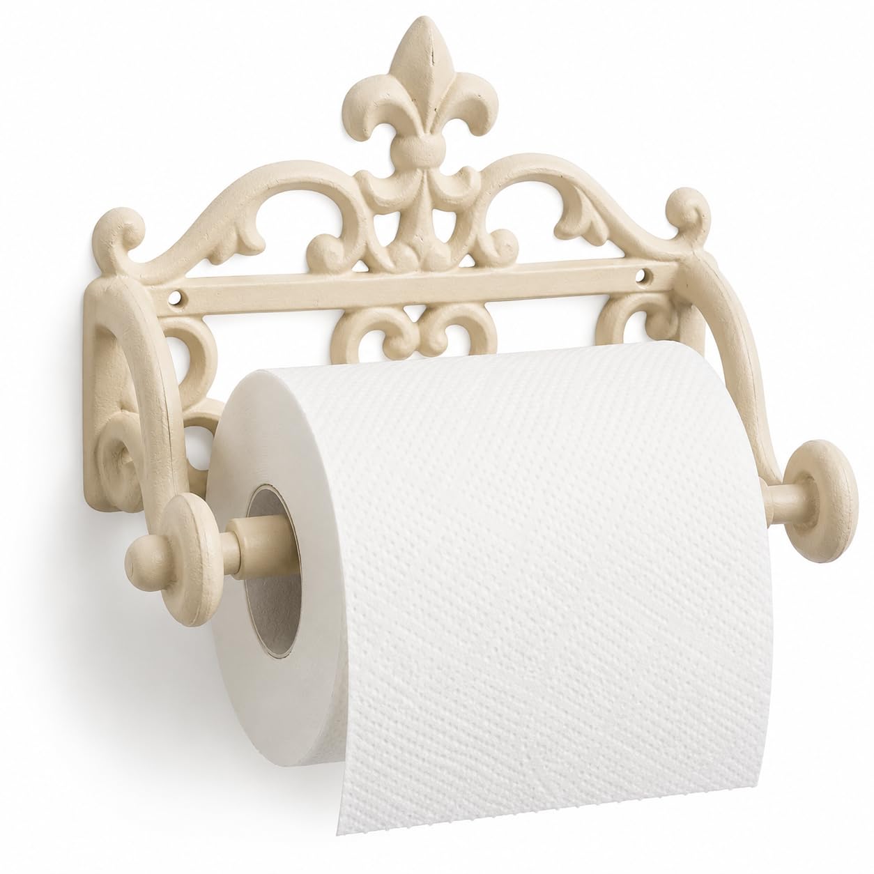 Comfy Hour 6.3 Inch Fleur de Lis Cast Iron Toilet Paper Holder