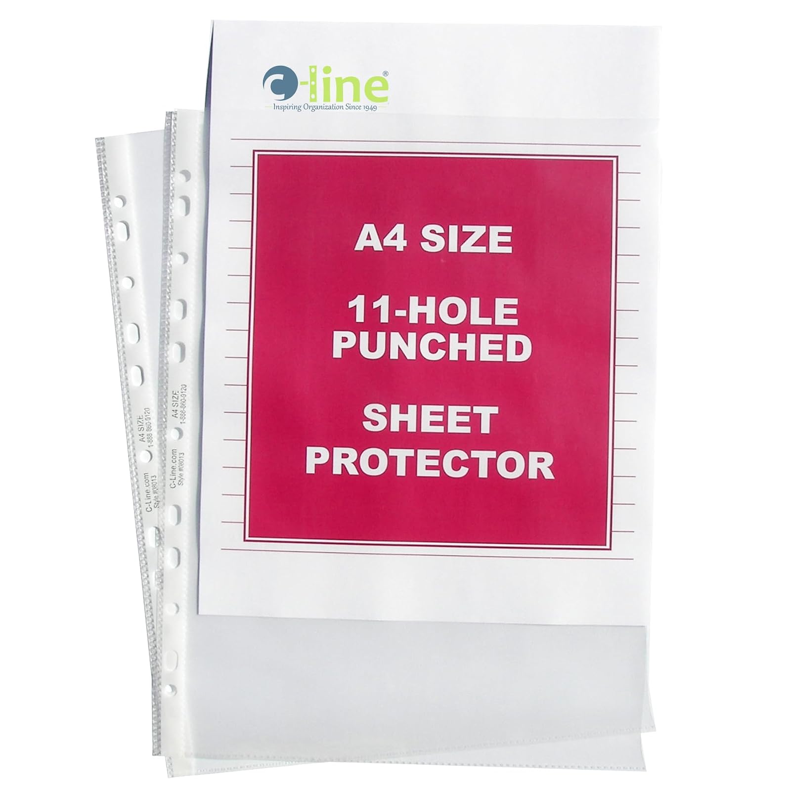 C-Line Top Loading Heavyweight Poly Sheet Protectors, Clear, A4 Size, 11.75 x 8.25 Inches, 50 per Box (08013)
