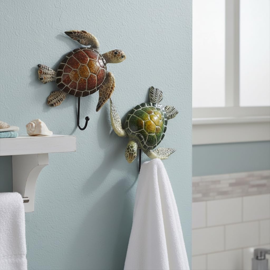Comfy Hour Ocean Voyage with Sea Turtles Collection 5" Set Turtle Coastal Ocean Theme Decorative Wall Hanger, Polyresin